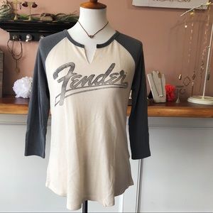 Women’s Lucky Brand Fender Baseball Tee Shirt M